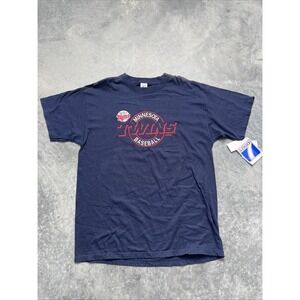 Vintage Logo 7 Minnesota Twins T Shirt Mens XL Navy Blue Embroidered MLB NWT 90s